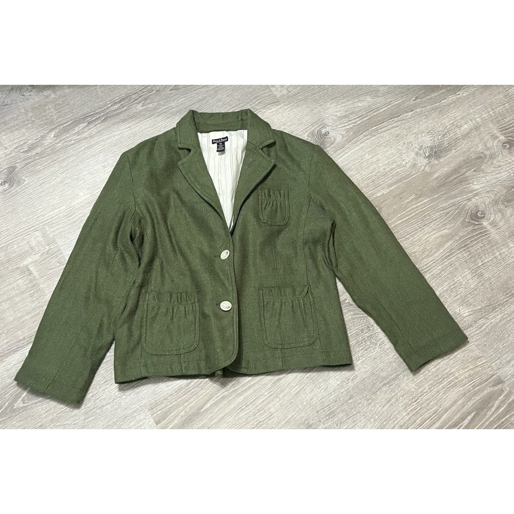 Steve & Barry's Field Jacket Women‎ XL Career Blazer Green Long Sleeve Button Up